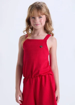 Vida Costeira - Macaquinho Infantil Feminino Rustique Vermelho - VIDA COSTEIRA