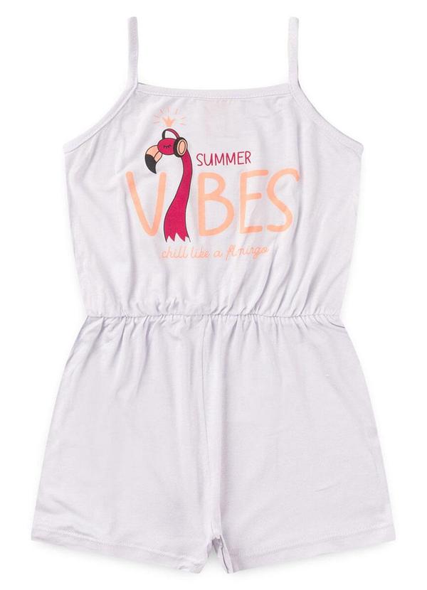 Rosa Azul - Macaquinho Infantil Vibes Branco