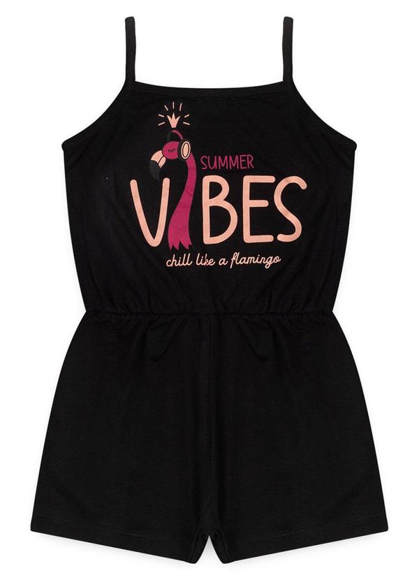 Rosa Azul - Macaquinho Infantil Vibes Preto