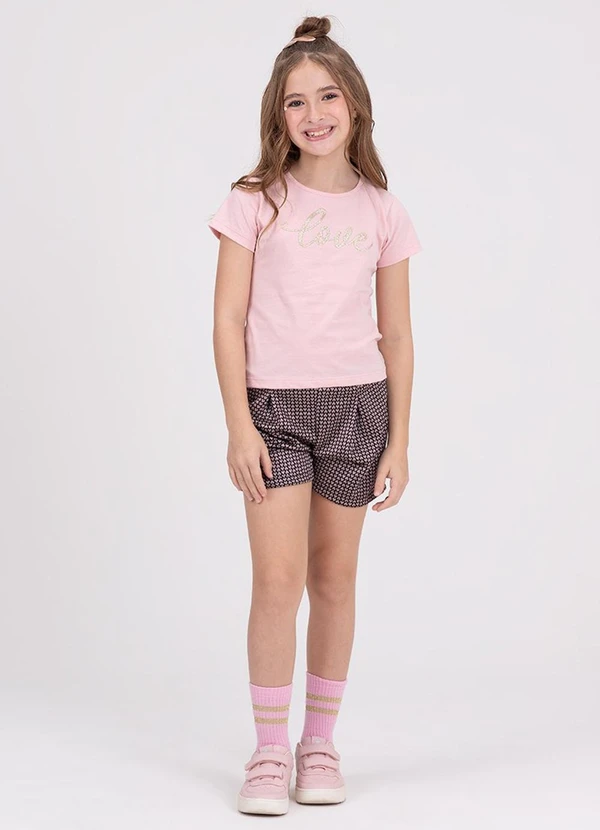 Vida Costeira - Onjunto Infantil Menina Jacquard Coração Rosa