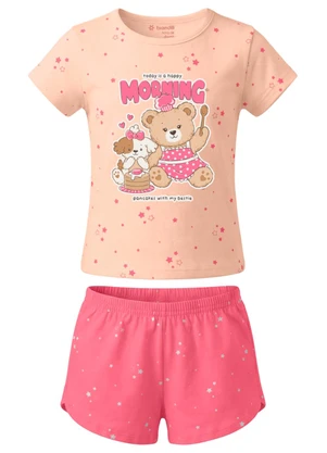 Brandili - Pijama em Meia Malha de Animais Rosa - BRANDILI