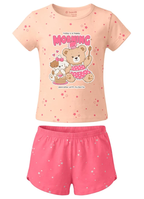 Brandili - Pijama em Meia Malha de Animais Rosa