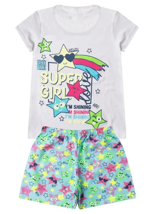 Select - Pijama Infantil Menina Curto Algodão Branco - SELECT