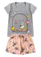 Select - Pijama Infantil Menina Curto Algodão Verde - variação: Cinza