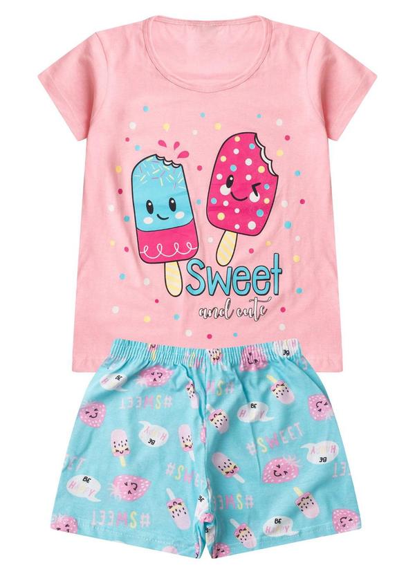 Select - Pijama Infantil Menina Curto Algodão Rosa
