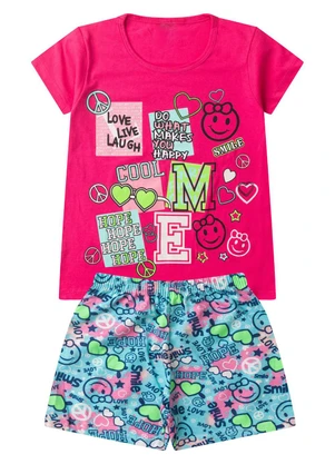 Select - Pijama Infantil Menina Curto Algodão Rosa - SELECT