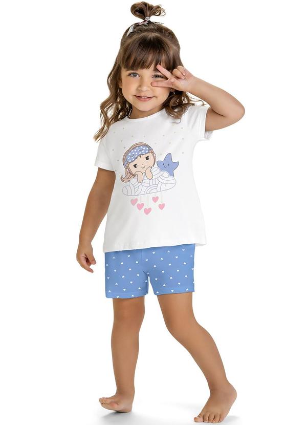 Kyly - Pijama Infantil Menina Estampado Branco