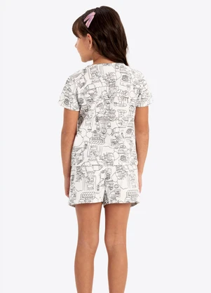 Rovi Kids - Pijama Verão Menina com Kit Canetinha Bege - ROVI KIDS