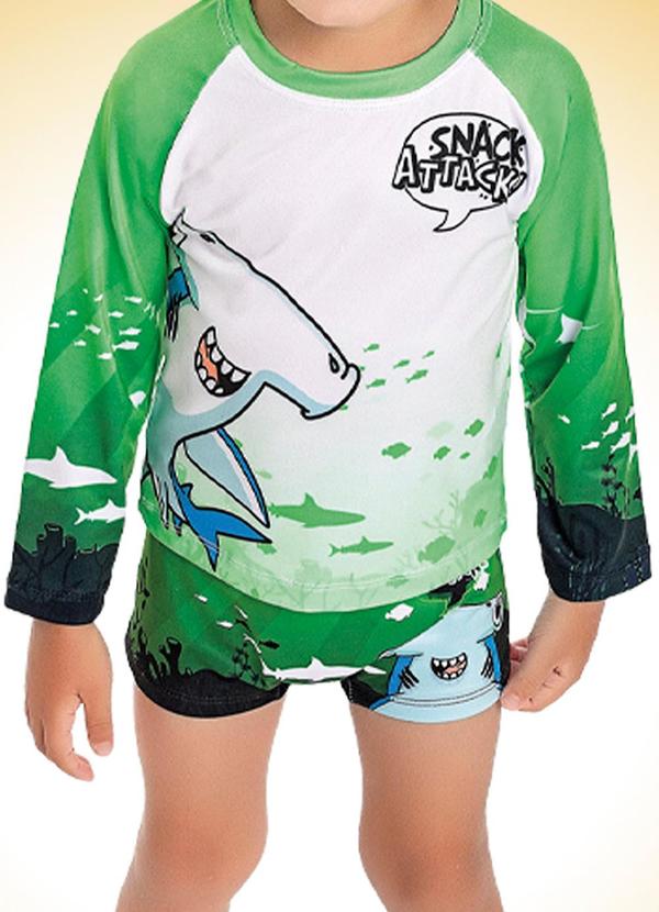 Fakini Kids - Sunga Boxer Moda Praia Verde