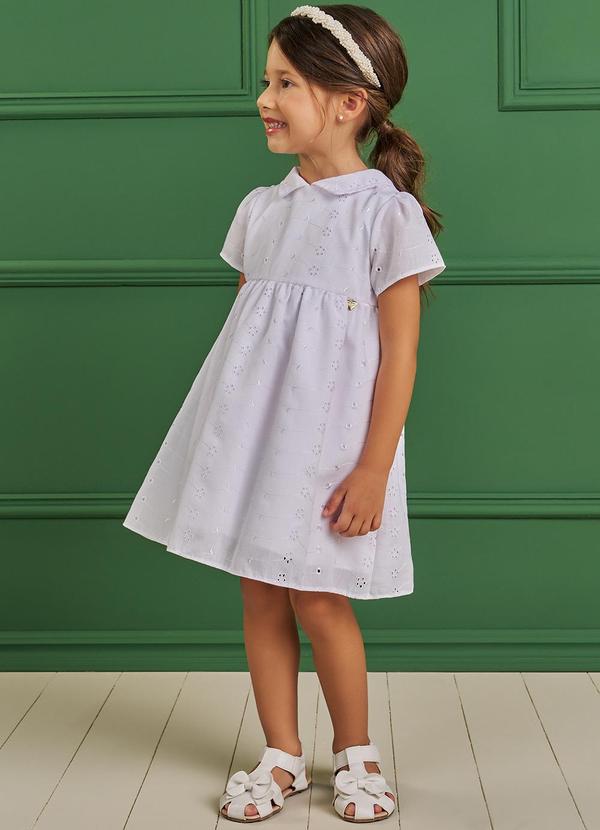 Pokótinha - Vestido em Tecido Bordado Branco 3