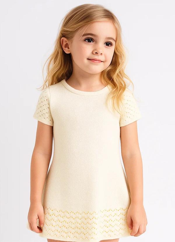 Doce Tom - Vestido em Tricot com Detalhe Vazado Off 1