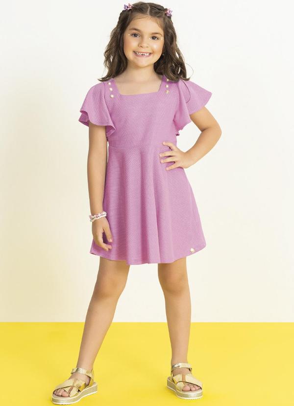 Cativa Kids - Vestido Feminino com Bordado Manual Roxo