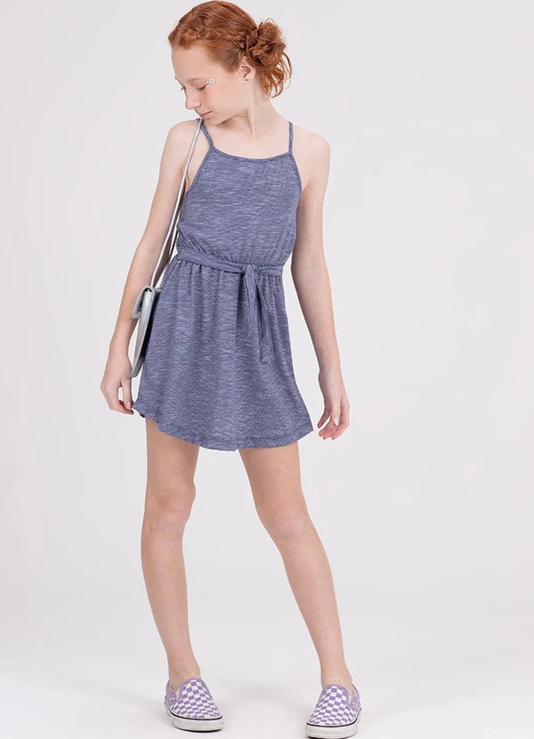 Vida Costeira - Vestido Infantil Alcinha Laço Azul