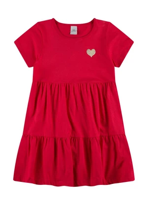 Vida Costeira - Vestido Infantil Aplique Termocolante Vermelho - VIDA COSTEIRA