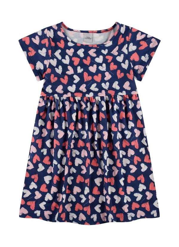 Vida Costeira - Vestido Infantil Coraçãozinhos Azul 2