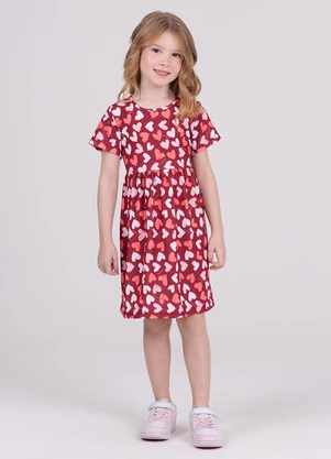 Vida Costeira - Vestido Infantil Coraçãozinhos Vermelho - VIDA COSTEIRA