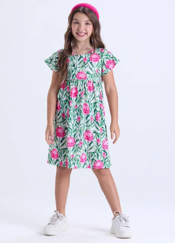 Vida Costeira - Vestido Infantil Menina Babado Poliplex Branco 1