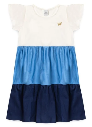 Vida Costeira - Vestido Infantil Menina com Camadas Azul - VIDA COSTEIRA