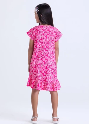 Vida Costeira - Vestido Infantil Menina Estampa Babados Rosa - VIDA COSTEIRA