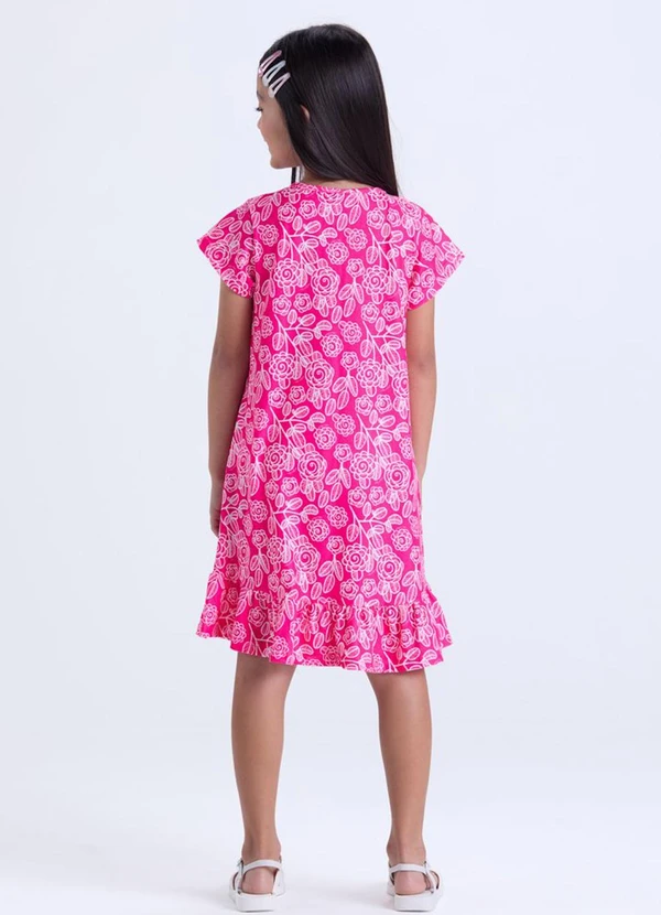 Vida Costeira - Vestido Infantil Menina Estampa Babados Rosa 2
