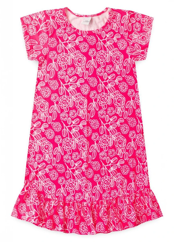 Vida Costeira - Vestido Infantil Menina Estampa Babados Rosa 3