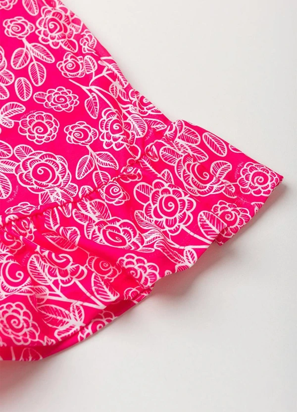 Vida Costeira - Vestido Infantil Menina Estampa Babados Rosa 6