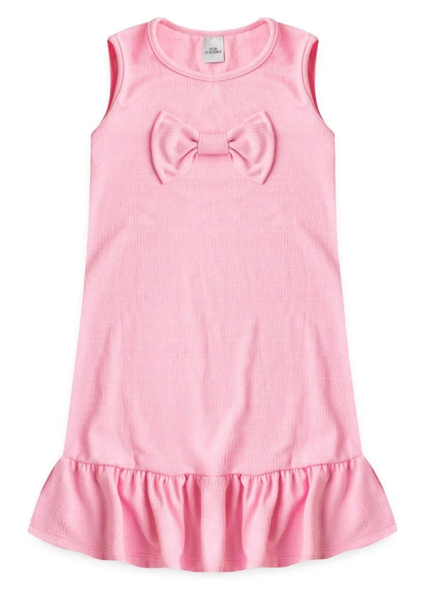 Vida Costeira - Vestido Infantil Menina Rustique com Laço Rosa 5