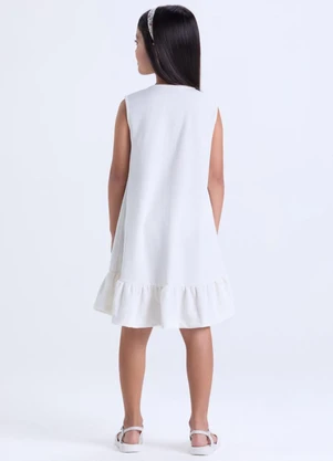 Vida Costeira - Vestido Infantil Menina Rustique Laço Branco - VIDA COSTEIRA