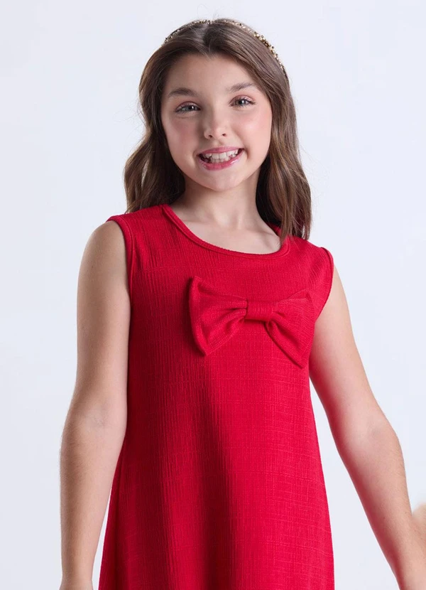 Vida Costeira - Vestido Infantil Menina Rustique Laço Vermelho 2