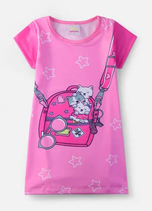Laluna - Vestido Infantil Mochila Gatinhos Rosa - LALUNA