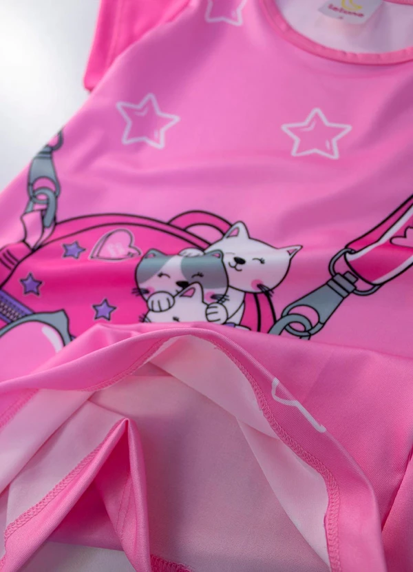 Laluna - Vestido Infantil Mochila Gatinhos Rosa 4