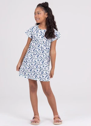 Vida Costeira - Vestido Infantil Poliplex Margaridas Branco - VIDA COSTEIRA