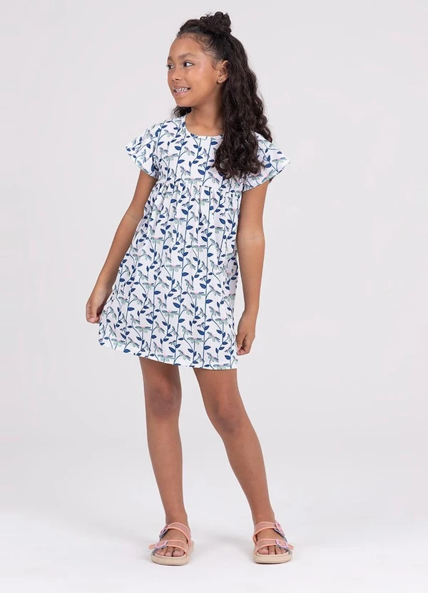 Vida Costeira - Vestido Infantil Poliplex Margaridas Branco 2