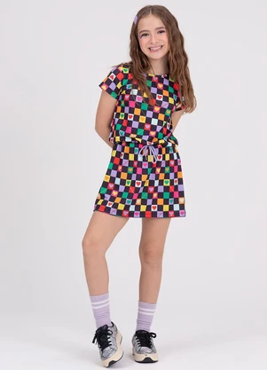 Vida Costeira - Vestido Infantil Quadriculado Preto - VIDA COSTEIRA