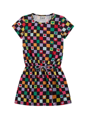 Vida Costeira - Vestido Infantil Quadriculado Preto - VIDA COSTEIRA