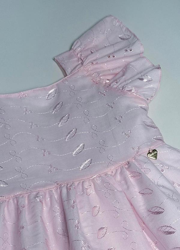 Pokótinha - Vestido Midi em Tecido Bordado Rosa 2