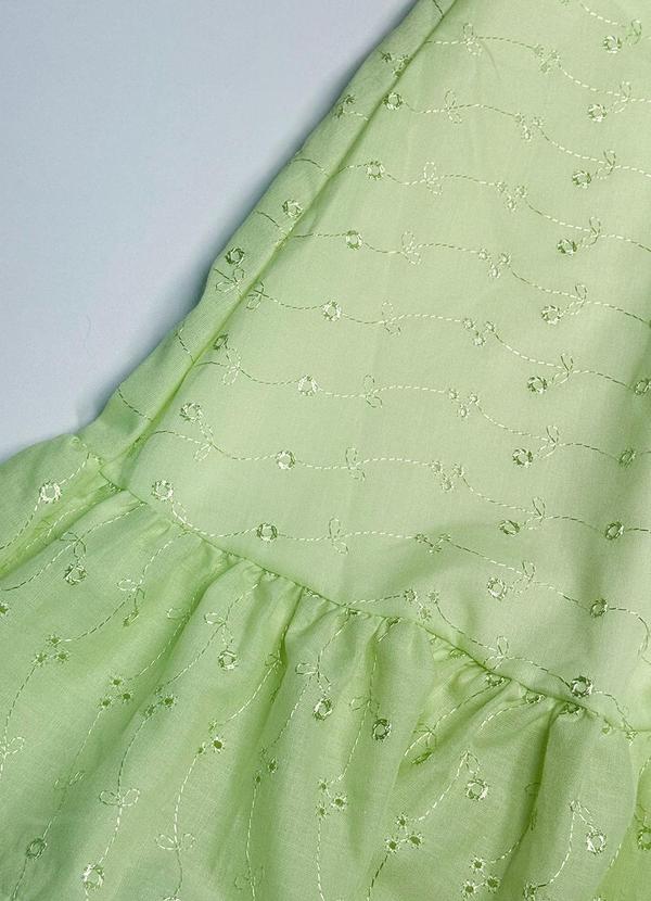 Pokótinha - Vestido Midi em Tecido Bordado Verde 2