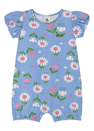 Quimby - Banho de Sol Flores Bebê Menina Azul - QUIMBY
