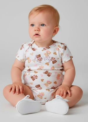 Rovitex - Body Infantil Feminino Estampado Bege - ROVITEX