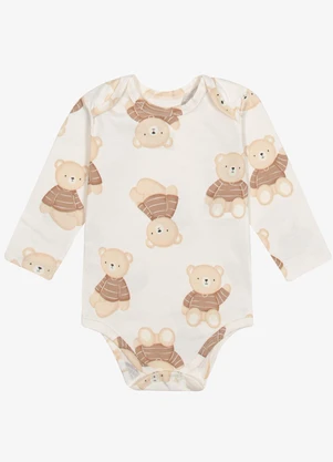 Trick Nick - Body Infantil Manga Longa Cotton Bege - TRICK NICK