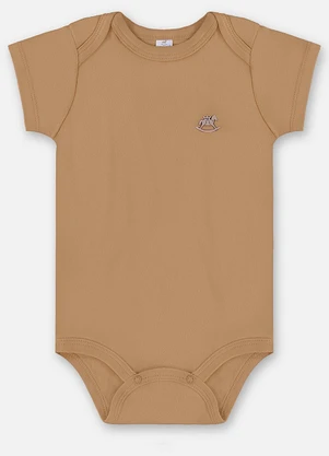 Up Baby - Body Manga Curta Unissex Suedine Marrom - UP BABY