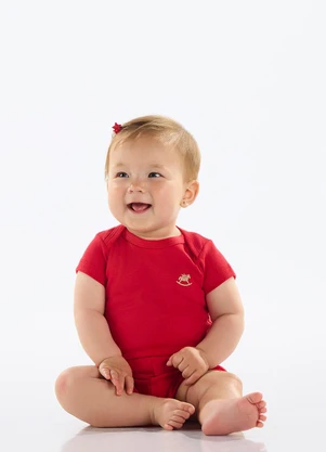Up Baby - Body Manga Curta Unissex Suedine Vermelho - UP BABY