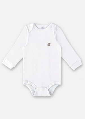 Up Baby - Body Manga Longa Unissex Suedine Branco - UP BABY