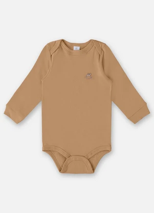 Up Baby - Body Manga Longa Unissex Suedine Marrom - UP BABY