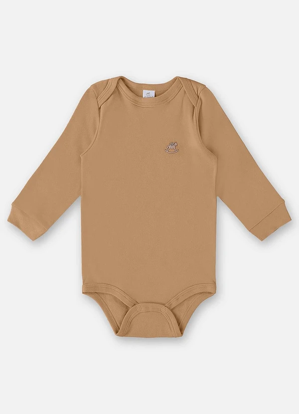 Up Baby - Body Manga Longa Unissex Suedine Marrom