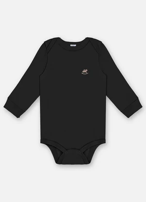Up Baby - Body Manga Longa Unissex Suedine Preto - UP BABY