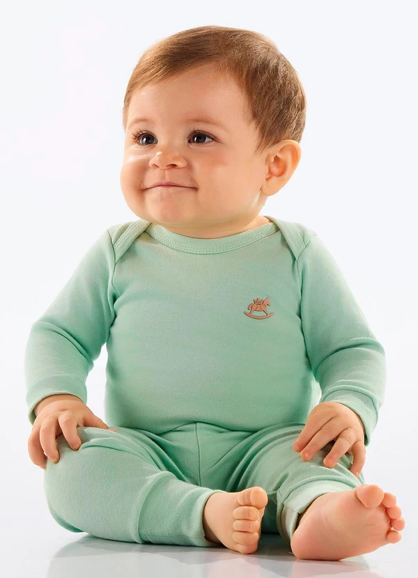Up Baby - Body Manga Longa Unissex Suedine Verde 1