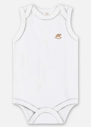 Up Baby - Body Regata Suedine Unissex Bebê Branco - UP BABY
