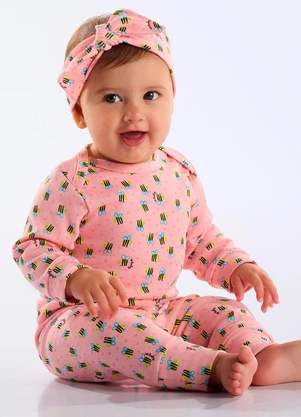 Up Baby - Calça Suedine Bebê Menina Rosa - UP BABY