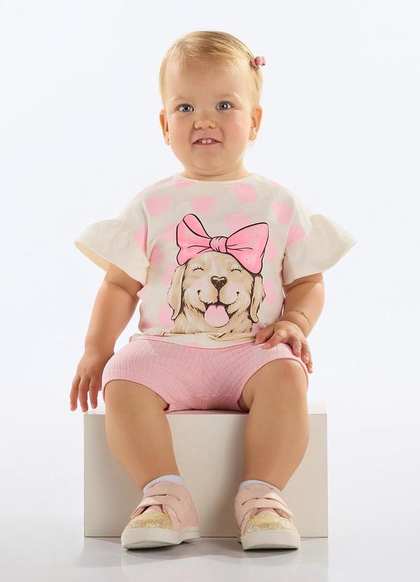 Quimby - Conjunto Bebê com Blusa e Bermuda Rosa